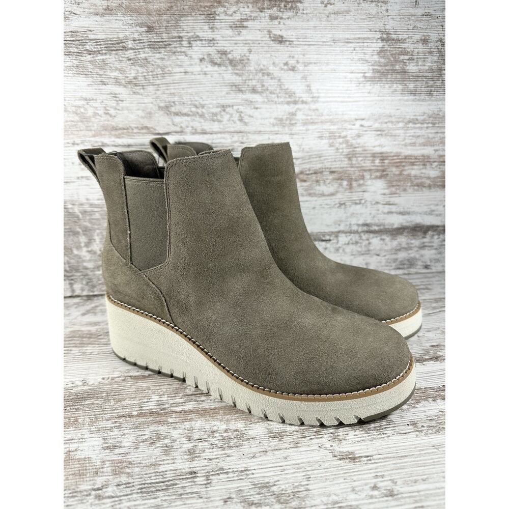 NWOB Women's Cole Haan ZeroGrand Stone Gray City Wedge Waterproof Boots Sz 9B